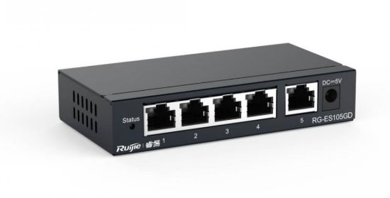 Ruijie Reyee RG‑ES105D 5 Port 10/100 Mbps Desktop Unmanaged Fast Ethernet Switch – Kompakt Ağ Genişletme resmi