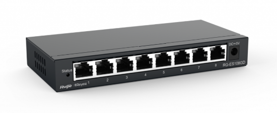 Ruijie Reyee RG‑ES108D 8 Port 10/100 Mbps Desktop Unmanaged Fast Ethernet Switch – Kompakt Ağ Genişletme resmi