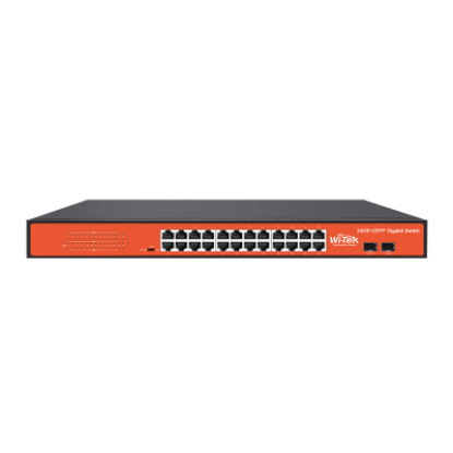Wi‑Tek WI‑SG124F V2 24 Port 10/100/1000 Mbps + 2 SFP Unmanaged Gigabit Ethernet Switch – Rackmount & Fanless resmi