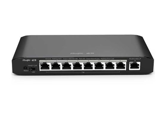 Ruijie Reyee RG‑ES109G‑LP‑L 9 Port Gigabit Unmanaged PoE+ Switch – 8 PoE+ Port & 54 W PoE resmi