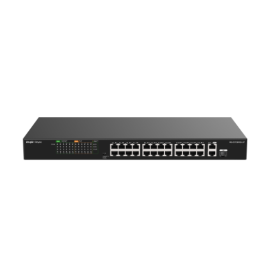 Ruijie Reyee RG-ES126FGS-P-L 24 Port PoE+ Unmanaged Switch – 24× PoE+ & 2× Gigabit Uplink, 180 W resmi