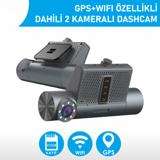 Nicecam NC330W GPS WiFi Özellikli 2 Kameralı Dashcam Araç Kayıt Cihazı resmi