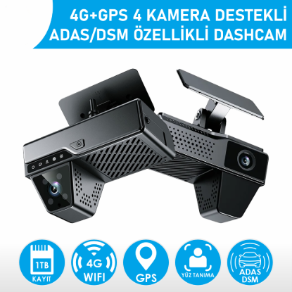 Nicecam NC340GW 4G GPS WiFi ADAS DSM Yüz Tanıma Özellikli 4 Kameralı Dashcam Araç Kayıt Cihazı resmi