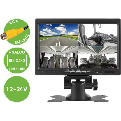 Nicecam NC-M600E Dört Video Girişli Güneşlikli Analog 7 Inch Araç Monitörü resmi