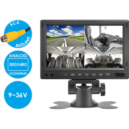 Nicecam NC-M600 4 Video Girişli Güneşlik ve Gömme Aparatlı Analog 7 Inch Araç Monitörü resmi