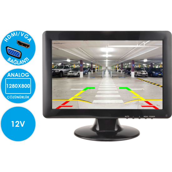 Nicecam NC-M1250 HDMI VGA RCA BNC Video Girişli 12 Inch Araç Monitörü resmi