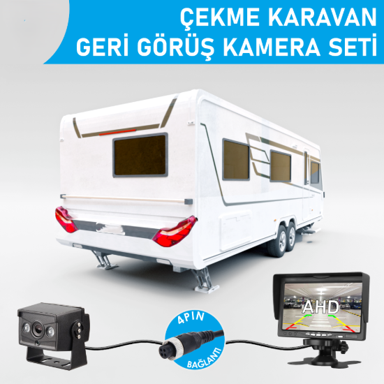 Nicecam NC-CKRS420P-V2 7 Inch Monitörlü AHD 4 Pin Geri Görüş Çekme Karavan Kamera Seti resmi