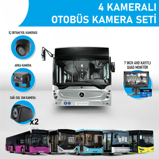Nicecam NC-OS811EKO 2 MP 4 Kameralı Kayıtlı Monitörlü Otobüs Kamera Seti resmi