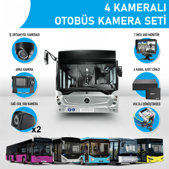 Nicecam NC-OS812 2 MP 4 Kameralı Kayıtlı Otobüs Kamera Seti resmi
