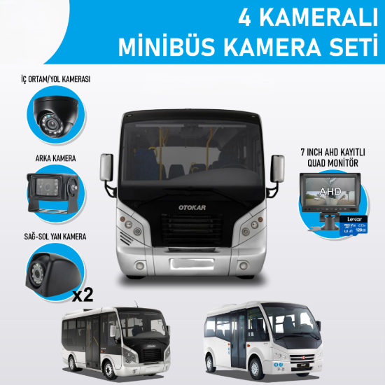 Nicecam NC-MS511 2 MP 4 Kameralı Kayıtlı Monitörlü Minibüs Kamera Seti resmi