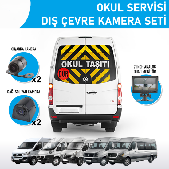 Nicecam NC-SS604MK 700 TVLine Analog 4 Kameralı Quad Monitörlü Okul Servisi Kamera Seti resmi