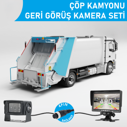 Nicecam NC-CKS520P 7″ Monitörlü 4-Pin AHD Geri Görüş Çöp Kamyonu Kamera Seti resmi