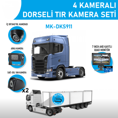 Nicecam NC-DKS911 2 Megapiksel 4 Kameralı Kayıtlı Monitörlü Dorse Ayrımlı Kamyon Tır Kamera Seti resmi